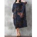 Women Vintage Plus Size Fish Printed Dresses Round Neck Mid Dress Women Vintage Plus Size Fish Printed Dresses Round Neck Mid Dress