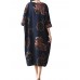 Women Vintage Plus Size Fish Printed Dresses Round Neck Mid Dress Women Vintage Plus Size Fish Printed Dresses Round Neck Mid Dress