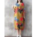 Women Vintage Plus Size Fish Printed Dresses Round Neck Mid Dress Women Vintage Plus Size Fish Printed Dresses Round Neck Mid Dress