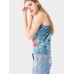 Blue Sexy Velvet Flower Embroidered V-Neck Spaghetti Strap Women Tank Tops Blue Sexy Velvet Flower Embroidered V-Neck Spaghetti Strap Women Tank Tops