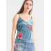 Blue Sexy Velvet Flower Embroidered V-Neck Spaghetti Strap Women Tank Tops Blue Sexy Velvet Flower Embroidered V-Neck Spaghetti Strap Women Tank Tops