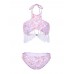 Backless Printed Wireless Halter Elastic Breathable Tankinis Sets Backless Printed Wireless Halter Elastic Breathable Tankinis Sets