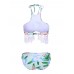 Backless Printed Wireless Halter Elastic Breathable Tankinis Sets Backless Printed Wireless Halter Elastic Breathable Tankinis Sets