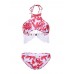 Backless Printed Wireless Halter Elastic Breathable Tankinis Sets Backless Printed Wireless Halter Elastic Breathable Tankinis Sets