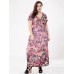 Sexy Floral Women Dress High Waist V-neck Vacation Maxi Dresses Sexy Floral Women Dress High Waist V-neck Vacation Maxi Dresses