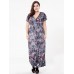 Sexy Floral Women Dress High Waist V-neck Vacation Maxi Dresses Sexy Floral Women Dress High Waist V-neck Vacation Maxi Dresses