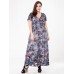 Sexy Floral Women Dress High Waist V-neck Vacation Maxi Dresses Sexy Floral Women Dress High Waist V-neck Vacation Maxi Dresses