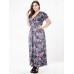 Sexy Floral Women Dress High Waist V-neck Vacation Maxi Dresses Sexy Floral Women Dress High Waist V-neck Vacation Maxi Dresses