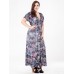 Sexy Floral Women Dress High Waist V-neck Vacation Maxi Dresses Sexy Floral Women Dress High Waist V-neck Vacation Maxi Dresses