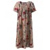 Plus Size Floral Printed Loose Dresses Short Sleeve Ruffled Pockets Casual Dress for Women Plus Size Floral Printed Loose Dresses Short Sleeve Ruffled Pockets Casual Dress for Women