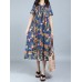 Plus Size Floral Printed Loose Dresses Short Sleeve Ruffled Pockets Casual Dress for Women Plus Size Floral Printed Loose Dresses Short Sleeve Ruffled Pockets Casual Dress for Women