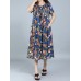 Plus Size Floral Printed Loose Dresses Short Sleeve Ruffled Pockets Casual Dress for Women Plus Size Floral Printed Loose Dresses Short Sleeve Ruffled Pockets Casual Dress for Women