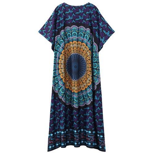 Plus Size Floral Women Vintage Loose Dresses Batwing Sleeve Dress Plus Size Floral Women Vintage Loose Dresses Batwing Sleeve Dress