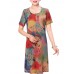 Summer Mother Dress Personalized Floral Printed Chiffon Straight Dress Summer Mother Dress Personalized Floral Printed Chiffon Straight Dress