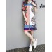 Elegant Women O-Neck Short Sleeve Printed Straight Dress Elegant Women O-Neck Short Sleeve Printed Straight Dress