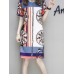 Elegant Women O-Neck Short Sleeve Printed Straight Dress Elegant Women O-Neck Short Sleeve Printed Straight Dress