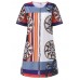 Elegant Women O-Neck Short Sleeve Printed Straight Dress Elegant Women O-Neck Short Sleeve Printed Straight Dress