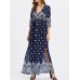 Plus Size Sexy Women V-neck Ornate Print Slit Side Half Sleeve Dresses Plus Size Sexy Women V-neck Ornate Print Slit Side Half Sleeve Dresses