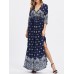Plus Size Sexy Women V-neck Ornate Print Slit Side Half Sleeve Dresses Plus Size Sexy Women V-neck Ornate Print Slit Side Half Sleeve Dresses