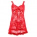 Women Floral Lace Sleepwear See Through Mesh Bowknot Braces Nightdress Women Floral Lace Sleepwear See Through Mesh Bowknot Braces Nightdress
