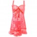 Women Floral Lace Sleepwear See Through Mesh Bowknot Braces Nightdress Women Floral Lace Sleepwear See Through Mesh Bowknot Braces Nightdress