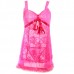 Women Floral Lace Sleepwear See Through Mesh Bowknot Braces Nightdress Women Floral Lace Sleepwear See Through Mesh Bowknot Braces Nightdress
