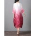 Retro Brand Gradient Dye Print Dress Color Embroidery Half Sleeve Linen Dress Retro Brand Gradient Dye Print Dress Color Embroidery Half Sleeve Linen Dress