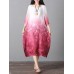 Retro Brand Gradient Dye Print Dress Color Embroidery Half Sleeve Linen Dress Retro Brand Gradient Dye Print Dress Color Embroidery Half Sleeve Linen Dress