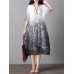 Retro Brand Gradient Dye Print Dress Color Embroidery Half Sleeve Linen Dress Retro Brand Gradient Dye Print Dress Color Embroidery Half Sleeve Linen Dress