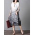 Retro Brand Gradient Dye Print Dress Color Embroidery Half Sleeve Linen Dress Retro Brand Gradient Dye Print Dress Color Embroidery Half Sleeve Linen Dress