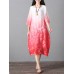 Retro Brand Gradient Dye Print Dress Color Embroidery Half Sleeve Linen Dress Retro Brand Gradient Dye Print Dress Color Embroidery Half Sleeve Linen Dress