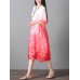 Retro Brand Gradient Dye Print Dress Color Embroidery Half Sleeve Linen Dress Retro Brand Gradient Dye Print Dress Color Embroidery Half Sleeve Linen Dress