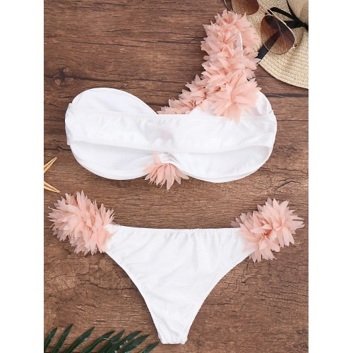 Single Shoulder Flower Sexy Backless Soft Bikini Set Sexy Women Swimwear Single Shoulder Flower Sexy Backless Soft Bikini Set Sexy Women Swimwear