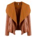 Women Lapel Long Sleeve Zip-Pocket Cool PU Jacket Women Lapel Long Sleeve Zip-Pocket Cool PU Jacket