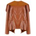 Women Lapel Long Sleeve Zip-Pocket Cool PU Jacket Women Lapel Long Sleeve Zip-Pocket Cool PU Jacket