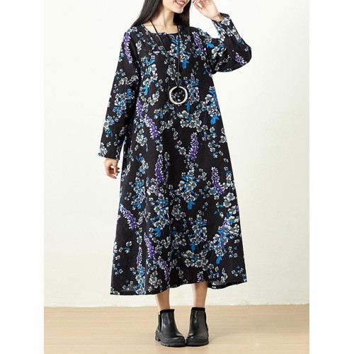 Plus Size Vintage Women Floral Printed Maxi Dress Plus Size Vintage Women Floral Printed Maxi Dress