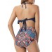 Sexy Halter Flounce Backless High Waist Print Panties Tankinis Set Sexy Halter Flounce Backless High Waist Print Panties Tankinis Set