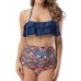 Sexy Halter Flounce Backless High Waist Print Panties Tankinis Set Sexy Halter Flounce Backless High Waist Print Panties Tankinis Set