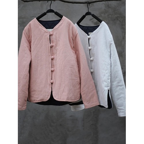 Vintage Women Long Sleeve Solid Color Short Quilted Coat Vintage Women Long Sleeve Solid Color Short Quilted Coat