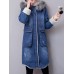 Casual Women Faux Fur Collar Double Pocket Thick Denim Coat Casual Women Faux Fur Collar Double Pocket Thick Denim Coat