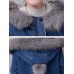 Casual Women Faux Fur Collar Double Pocket Thick Denim Coat Casual Women Faux Fur Collar Double Pocket Thick Denim Coat