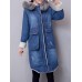 Casual Women Faux Fur Collar Double Pocket Thick Denim Coat Casual Women Faux Fur Collar Double Pocket Thick Denim Coat