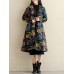 Ethnic Women Thick Long Sleeve Frog Button Printed Coat with Pockets Ethnic Women Thick Long Sleeve Frog Button Printed Coat with Pockets