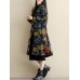 Ethnic Women Thick Long Sleeve Frog Button Printed Coat with Pockets Ethnic Women Thick Long Sleeve Frog Button Printed Coat with Pockets