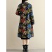 Ethnic Women Thick Long Sleeve Frog Button Printed Coat with Pockets Ethnic Women Thick Long Sleeve Frog Button Printed Coat with Pockets