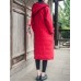 Vintage Women Solid Color Long Sleeve Hooded Cotton Long Coat Vintage Women Solid Color Long Sleeve Hooded Cotton Long Coat