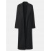 Solid Color Women Casual Full Sleeve Lapel Pocket Long Coat