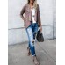 Casual Women Solid Color Lapel Irregular Hem Long Sleeve Cardigans Casual Women Solid Color Lapel Irregular Hem Long Sleeve Cardigans