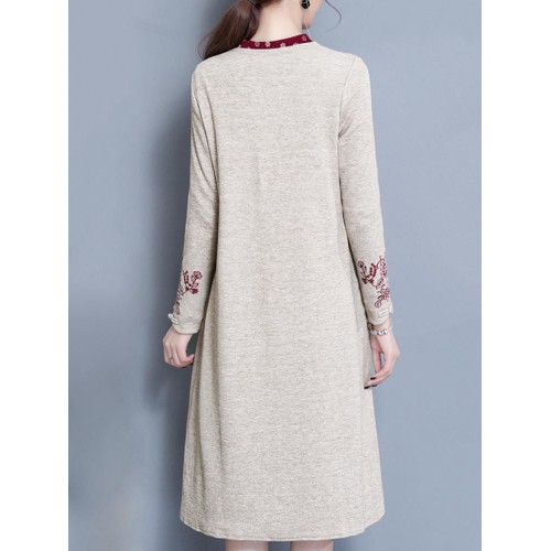 Elegant Embroidery Pockets Long Sleeve Mid-long Knitting Coats Elegant Embroidery Pockets Long Sleeve Mid-long Knitting Coats