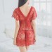 Sexy Lace Double V Straps See Through Nightdress Women Lingerie Sexy Lace Double V Straps See Through Nightdress Women Lingerie